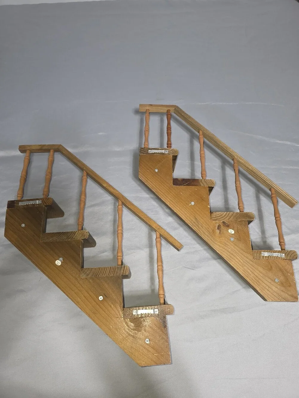 Vintage Wooden Staircase Wall Hangings Set of 2 Miniature Steps